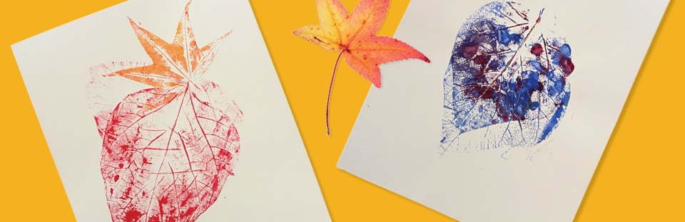 Leaf prints on paper