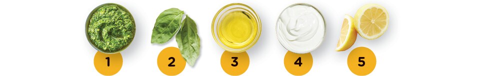 Photos of different garnishes