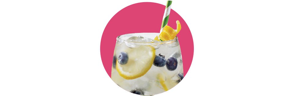 Glass of lemon and Blueberry infused water