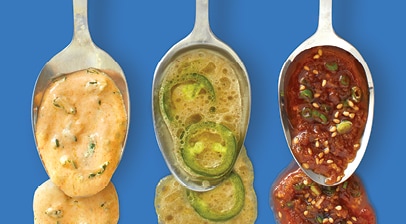 Marinades on spoons