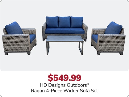 549.99 HD Designs Outdoors® Ragan 4-Piece Wicker Sofa Set