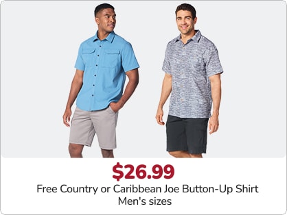 26.99 Free Country or Caribbean Joe Button-Up Shirt Men's sizes
