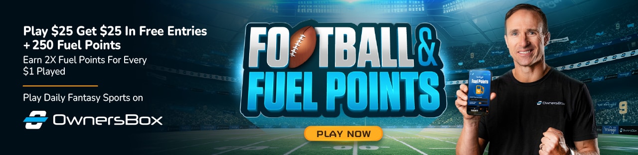 Football & Fuel Points with Drew Brees holding phone