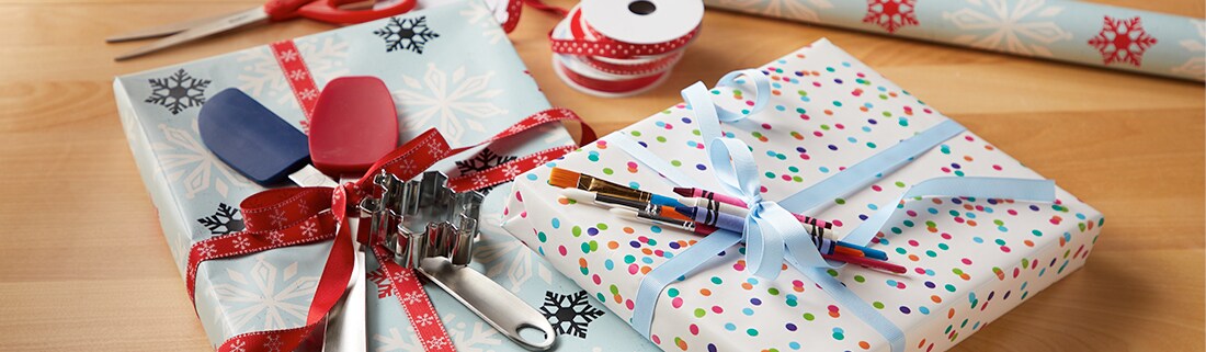 Wrapped presents with ribbon and bows Wrapped presents with ribbon and bows