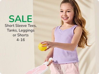 Sale Short Sleeve Tees, Tanks, Leggings or Shorts 4-16