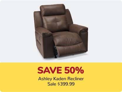 Save 50% Ashley Kaden Recliner Sale $399.99 Save 50% Ashley Kaden Recliner Sale $399.99