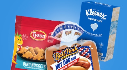 Clip coupons to save on Tyson chicken nuggets, Ball Park hot dog buns and Kleenex facial tissues. 