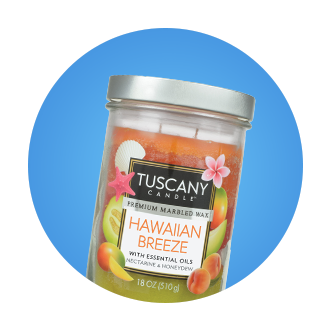 Image shows a Hawaiian Breeze scented candle